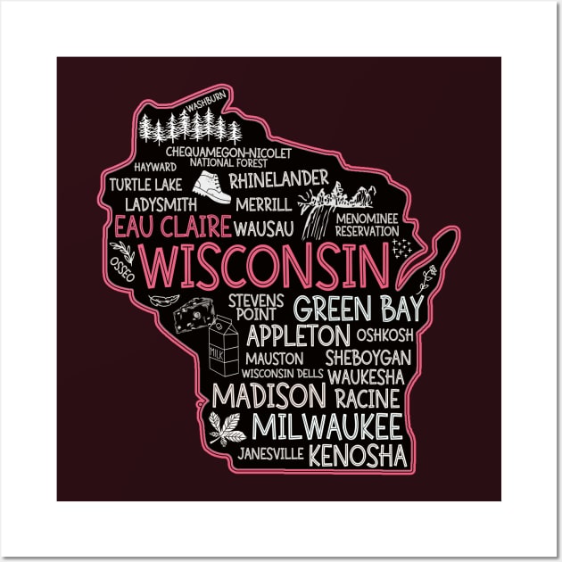 Eau Claire Wisconsin cute Milwaukee, Osseo, Green Bay, Kenosha, Racine, Appleton, Waukesha, Eau Claire, Oshkosh Wall Art by BoogieCreates